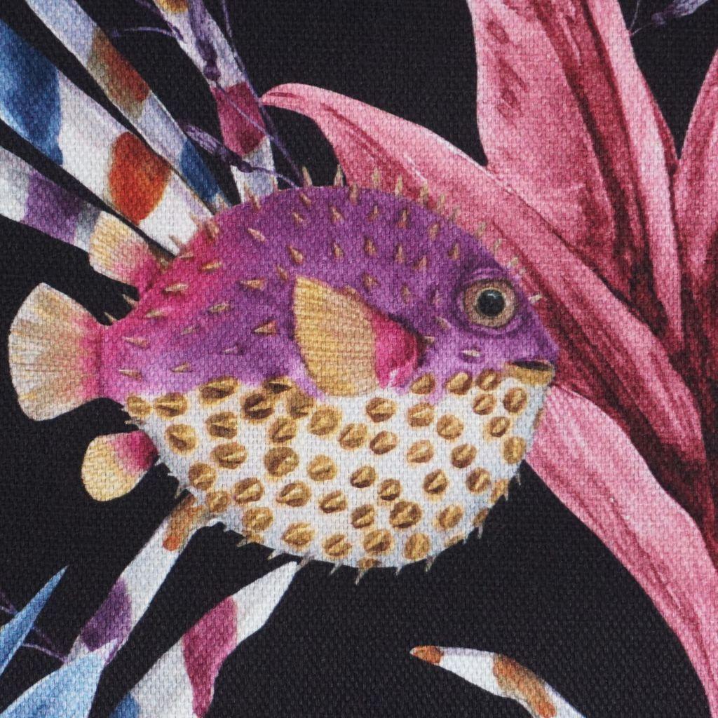 Dekostoff Halbpanama Korallenriff Fische bunt schwarzbraun